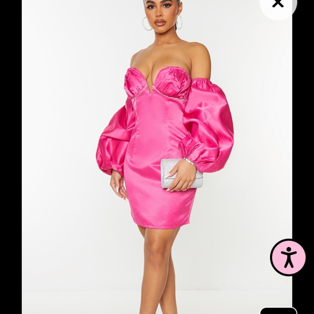 Fushai pink Satin like dress